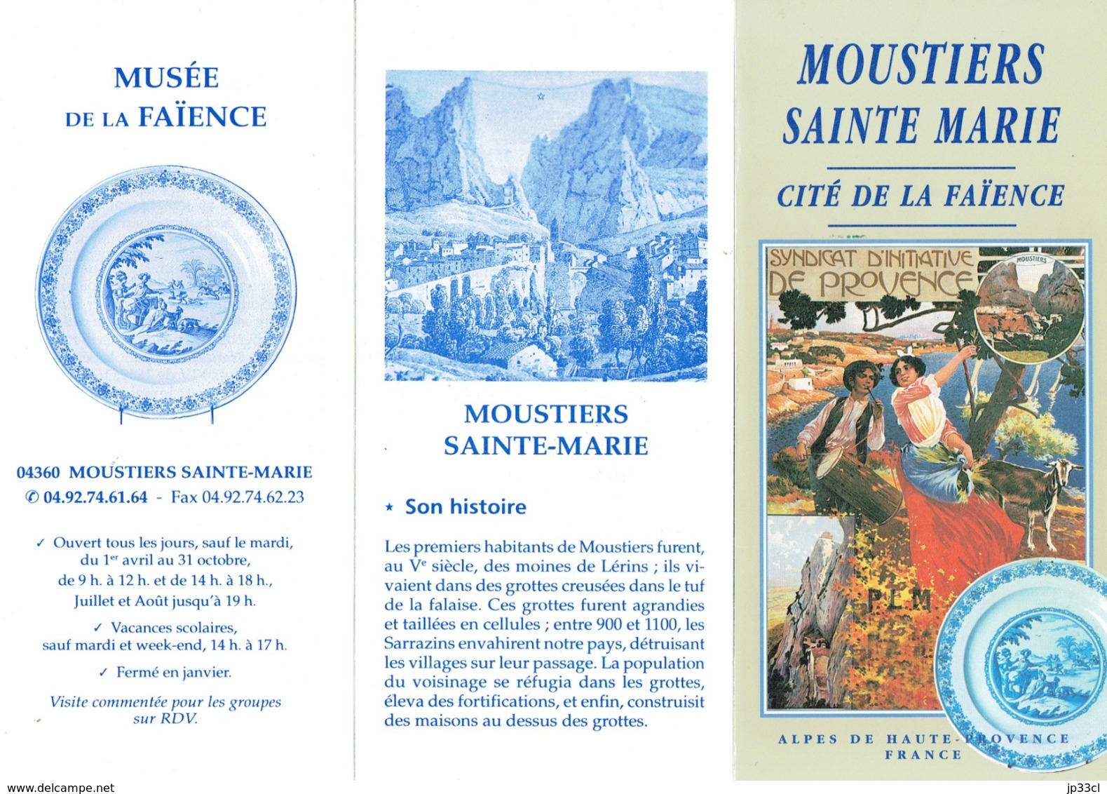 Lot De 3 Anciens Dépliants Sur Moustiers Sainte Marie, Cité De La Faïence (vers 1995) - Toeristische Brochures