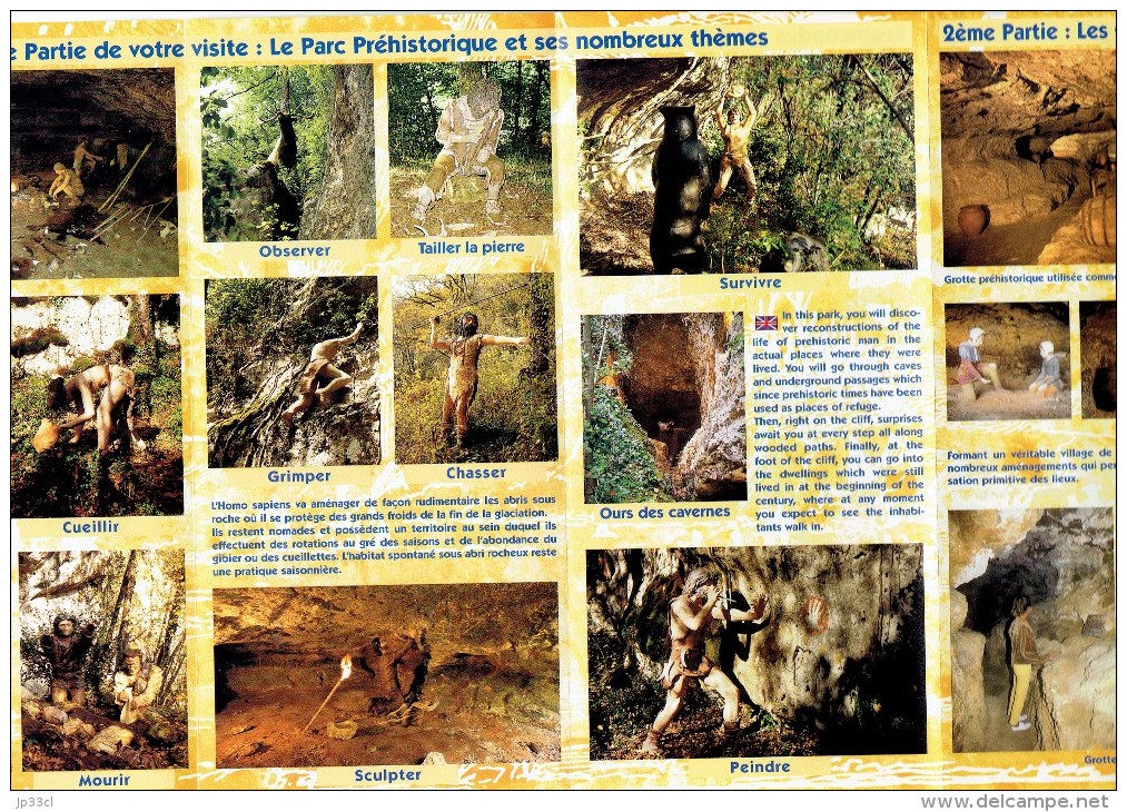 Ancien Dépliant Sur Les Grottes Du Roc De Cazelle, Les Eyzies De Tayac, Périgord, Vers 2002 - Toeristische Brochures