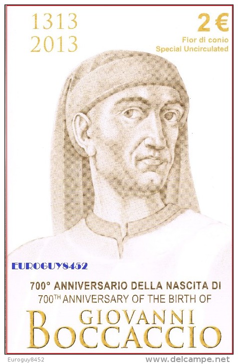 ITALIE - 2 € 2013 BU - GIOVANNI BOCCACCIO - STOCKVERKOOP !!!!!!!!!! - Italie