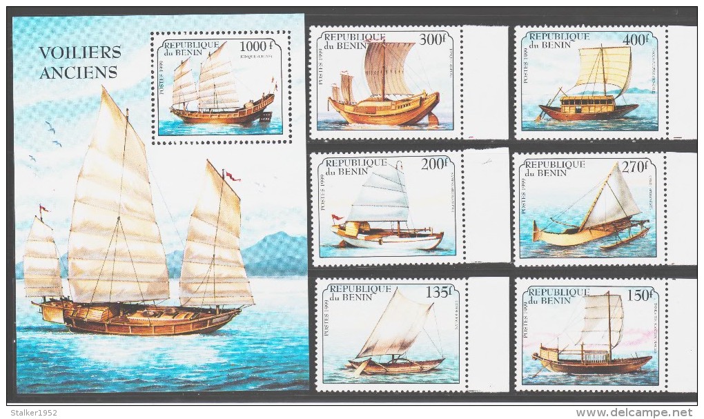 Benin 1999 Mi 1126-1131 + Block 46(1132) Sailboats **/MNH - Bateaux