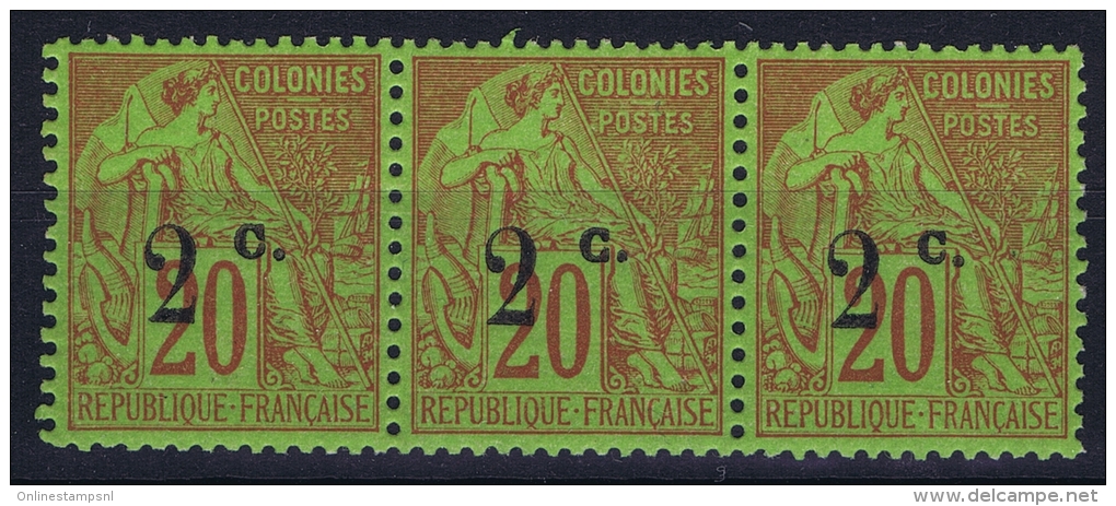 Reunion: Yv Nr 45 Type I, MNH/**/postfrisch/neuf  Bande De 3 - Neufs