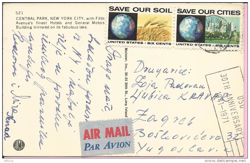 Central Park - New York City, New York, 1971., United States , Air Mail - Central Park