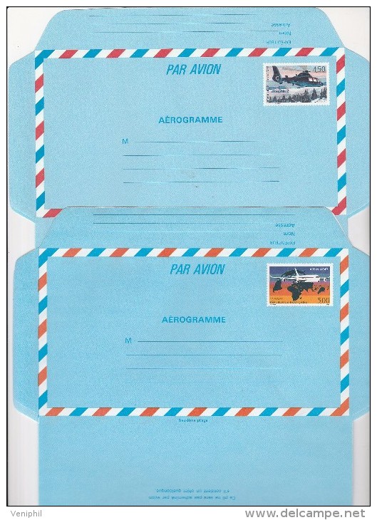 AEROGRAMMES N° 1018 ET 1019 -2 EXEMPLAIRES DE CHAQUE -COTE / 14 € ANNEE 1992-93 - Luchtpostbladen