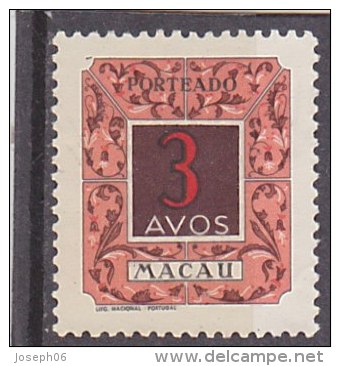 PORTUGAL   Macao  Taxe   Y.T.  N° 58   NEUF*   Sans Gomme - Timbres-taxe