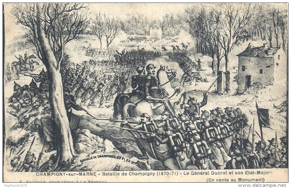 CHAMPAGNE - ARDENNE - 51 - MARNE - CHAMPIGNY - La Bataille De 1870 D'après Gravure - Général Ducrot - Champigny