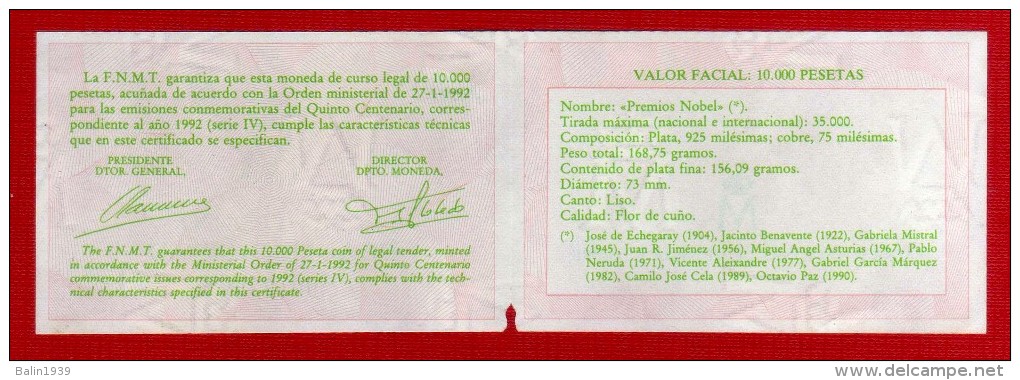 1992 - España - V Centenario Del Descubrimiento De America - Serie IV - FDC - 026 - Ctº 0013389 - 10 000 Pesetas