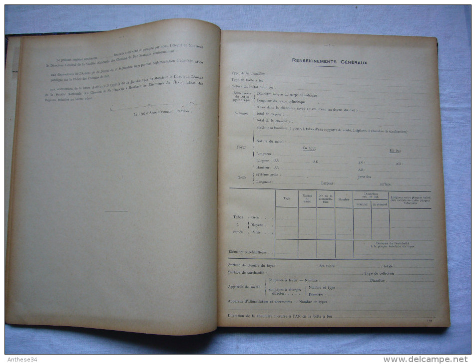 SNCF Français Livre Entretien Matériel Et Traction " Registre De La Chaudière " Vierge 200 Pages - Railway