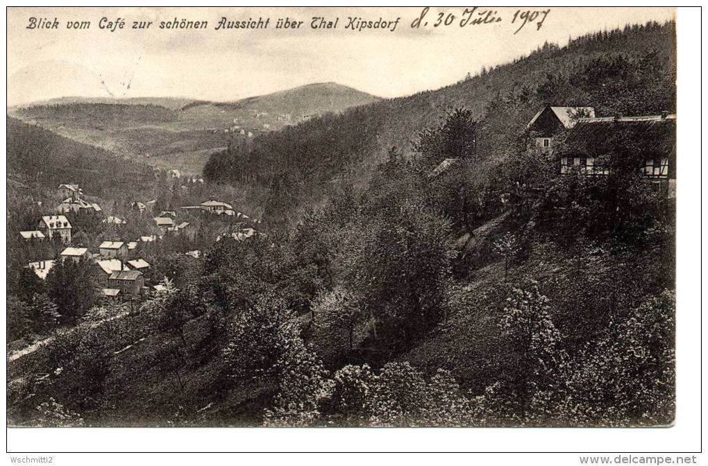 Fotokarte  Blick Vom Café Zur Schönen Aussicht über Thal KIPSDORF; 1907 Nach LEIPZIG - Kipsdorf