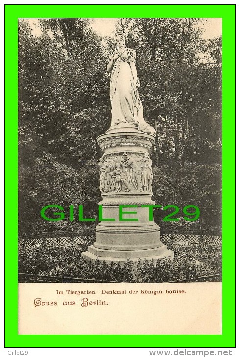 TIERGARTEN - GRUSS AUS BERLIN - DENKMAL DER KONIGIN LOUISE, 1900 - ANIMATED - UNDIVIDED BACK - MINT CONDITION - Tiergarten