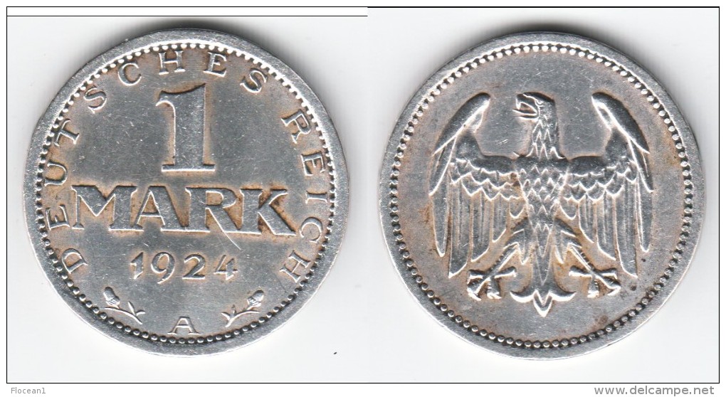 **** ALLEMAGNE - GERMANY - 1 MARK 1924 A - WEIMAR REPUBLIC - ARGENT - SILVER **** EN ACHAT IMMEDIAT - 1 Mark & 1 Reichsmark