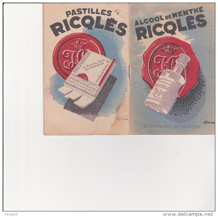 CARNET DE NOTES PUBLICITAIRE - ALCOOL DE MENTHE RICQLES - - Other & Unclassified