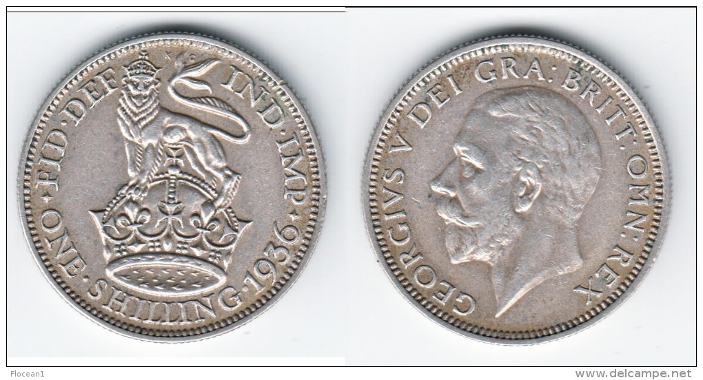 **** GRANDE-BRETAGNE - GREAT-BRITAIN - 1 SHILLING 1936 - ONE SHILLING 1936 GEORGE V - SILVER **** ACHAT IMMEDIAT !!! - I. 1 Shilling