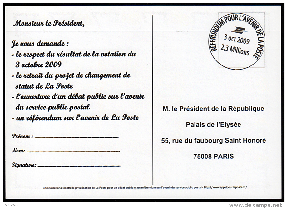 B2-07A- Carte Pétition Avec Pseudo Cachet Postal - Enteros Privados