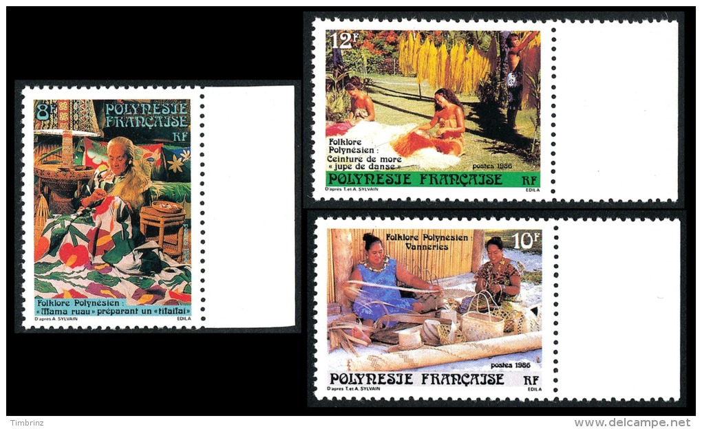 POLYNESIE 1986 - Yv. 263 264 265 ** TB Bdf  Cote= 1,70 EUR - Folklore (3 Val.) ..Réf.POL22390 - Ungebraucht