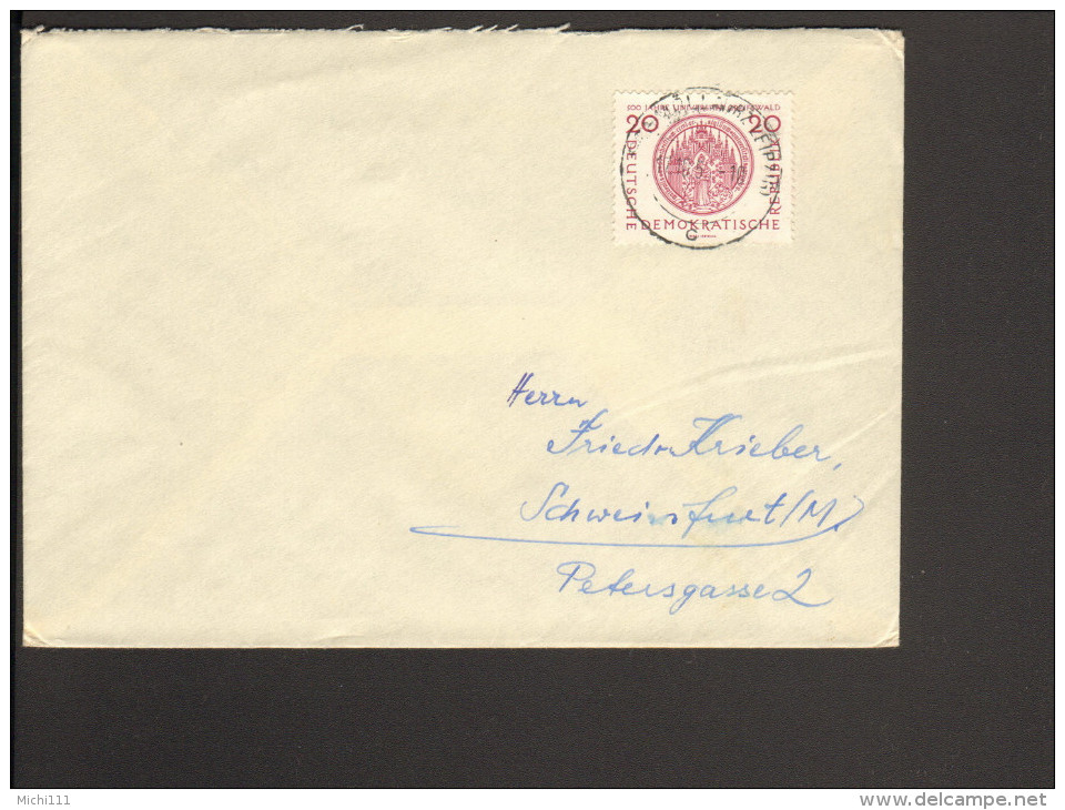 DDR Fernbrief Aus Schmölln Mit 20 Pfg.500 Jahre Universität Greiswald 1956 - Storia Postale