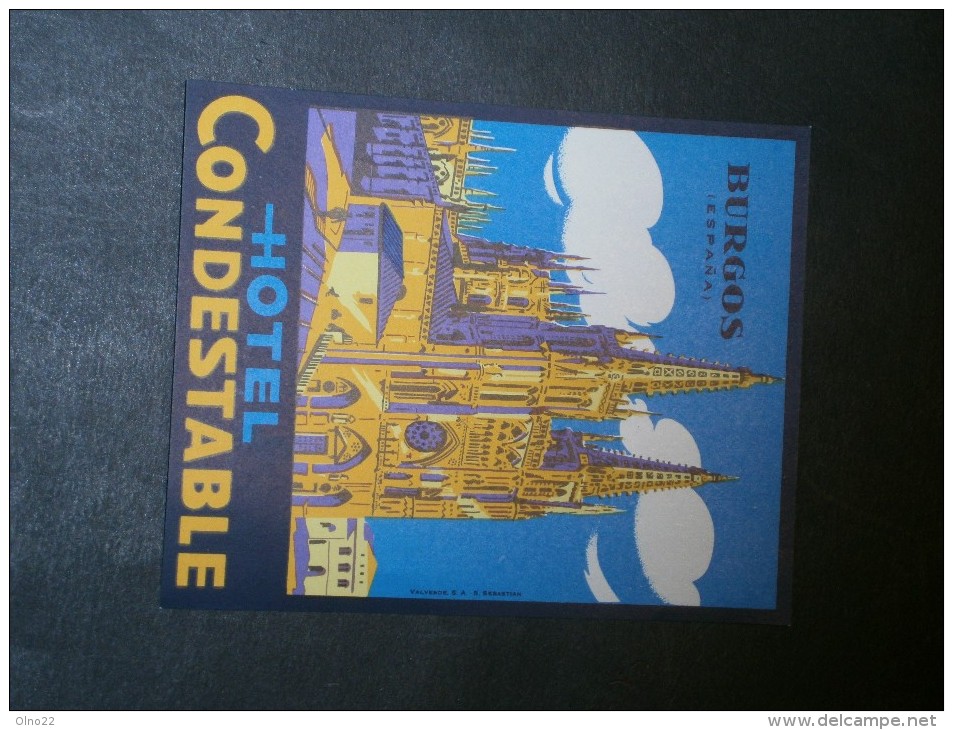 Etiquette Collante - HOTEL CONDESTABLE - BURGOS - + Carte Pour La Chambre 414 - Publicités