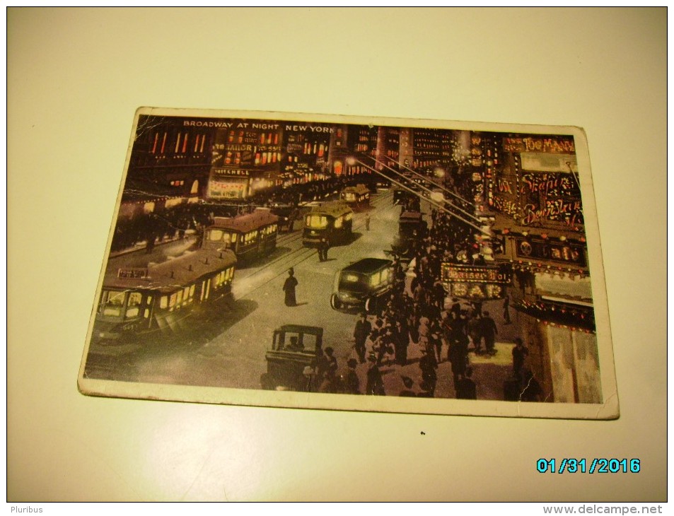 1923 BROOKLYN NY TO LATVIA  , TRAM ON BROADWAY , OLD   POSTCARD  , O - Otros & Sin Clasificación