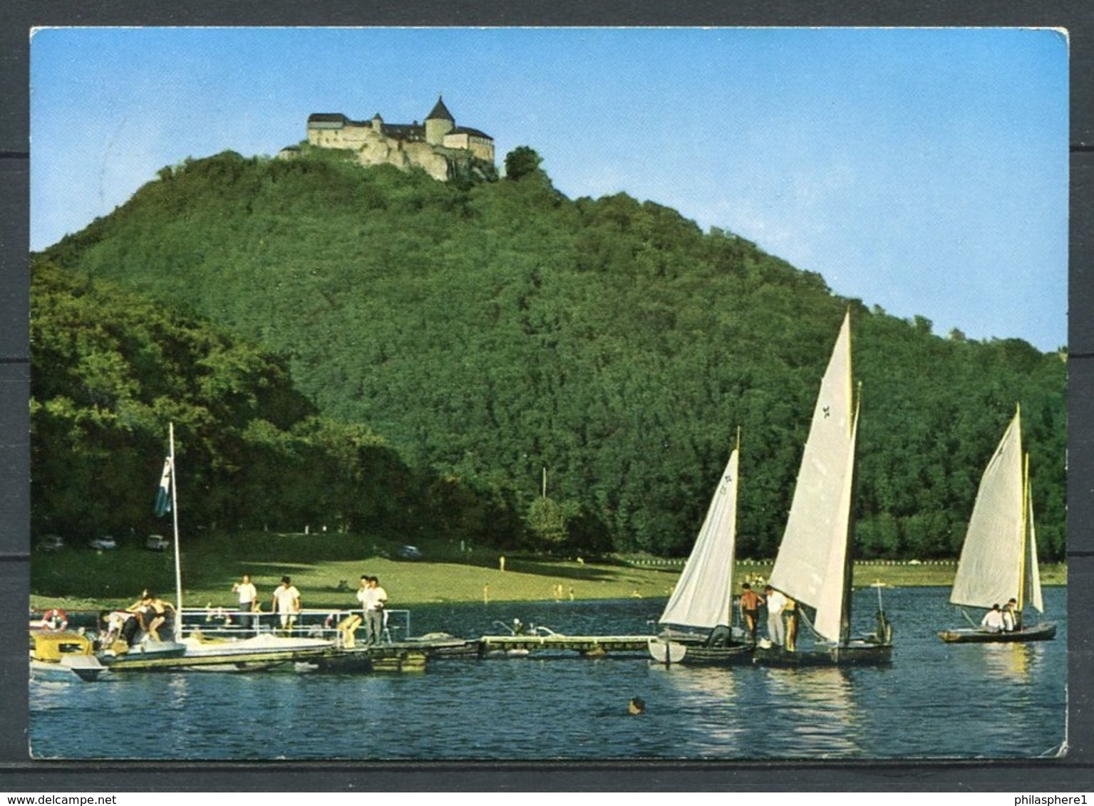 (03253) Der Edersee Mit Schloß Waldeck/ Segelboote - Schöner Kur-Werbestempel Wanne-Eickel - Gel. 1972 - Waldeck