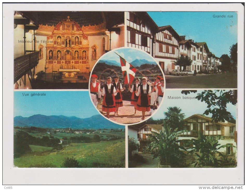 CPM - PAYS BASQUE - AINHOA - Multivues - Intérieur De L'église Grande Rue Vue Générale Maison Basque - Folklore Costume - Ainhoa