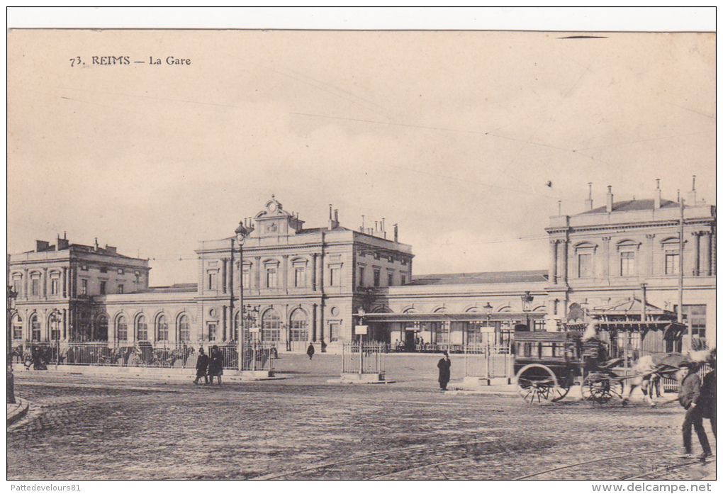 CPA Animée (51)  REIMS La Gare (Extérieur) N° 73 - Reims