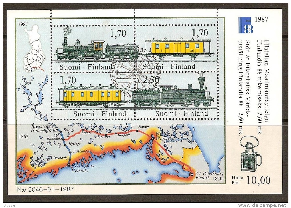 Finland Finlande Suomi 1987 Yvertnr Bloc 3 (°) Oblitéré Used  Chemin De Fer Cote 18 Euro - Hojas Bloque