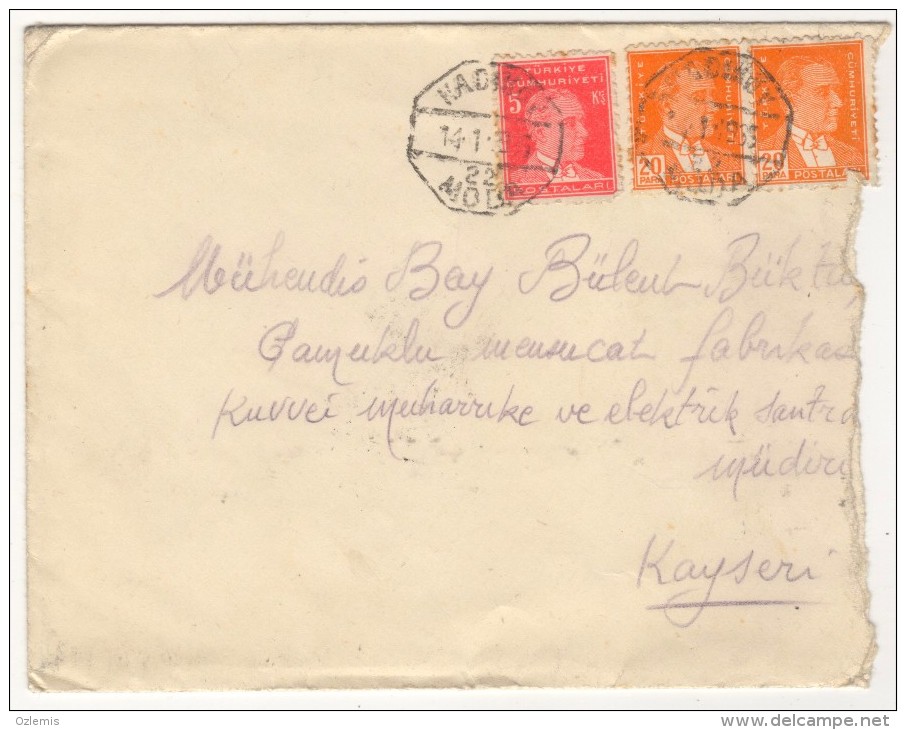 TURQUIE,TURKEI,TURKEY KADIKOY TO KAYSERI 1935  COVER - Otros & Sin Clasificación