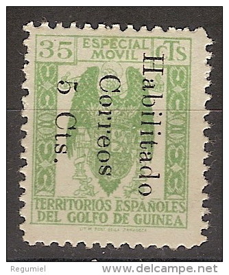 Guinea 259B (*) Fiscal Habilitado. 1939. Sin Goma - Spanish Guinea