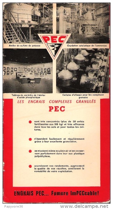 CARTE ROUTIERE Et TOURISTIQUE FRANCE - Foldex 1960 - Publicité Des Engrais PEC - Table Kms à Curseur - Roadmaps