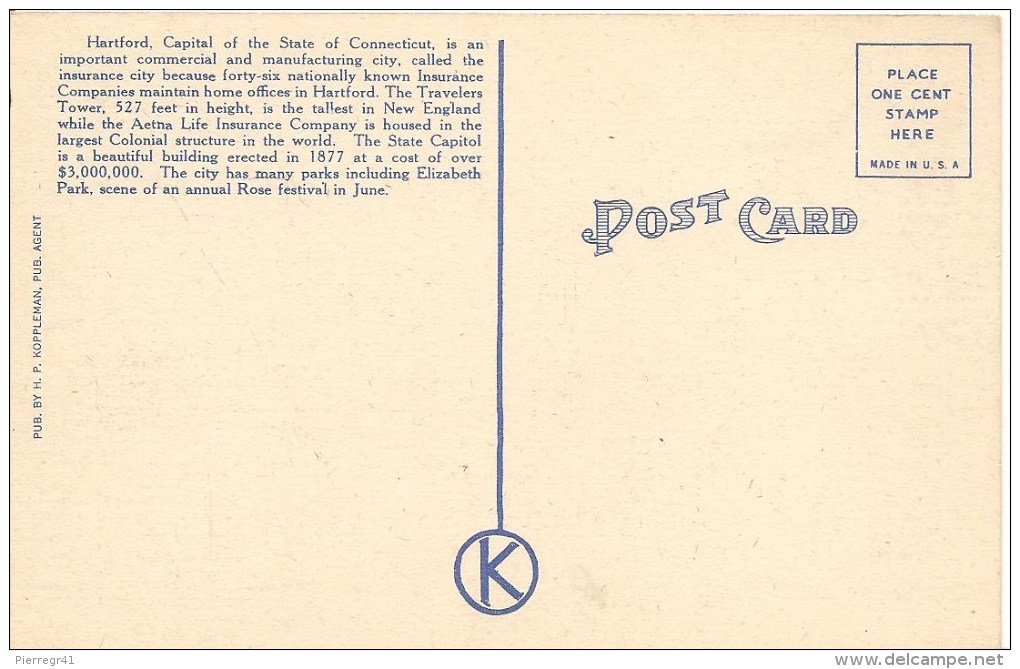 CPA-1939-USA-CONNECTICUT-HARTFORD-POST OFFICE-TBE - Hartford