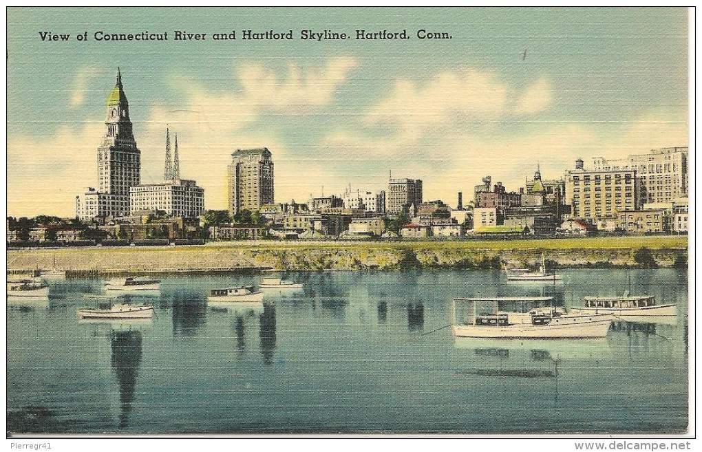 CPA-1939-USA-CONNECTICUT-HARTFORD-VIEW Of CONNECTICUT RIVER And HARTFORD SKYLINE-TBE - Hartford