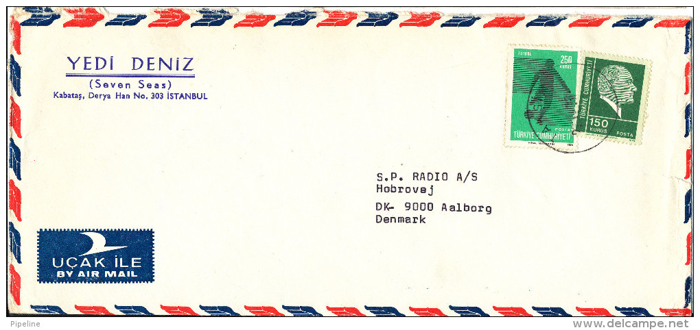 Turkey Air Mail Cover Sent To Denmark Taksim 22-11-1976 - Luftpost