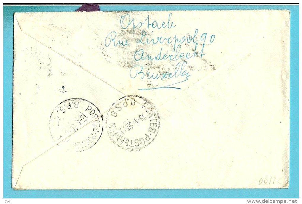 Brief Met Stempel BRUXELLES Op 11/04/1950 Naar "Soldaat" Met Stempel POSTES-POSTERIJEN / B.P.S. 9  + 17 !!! - Marques D'armées