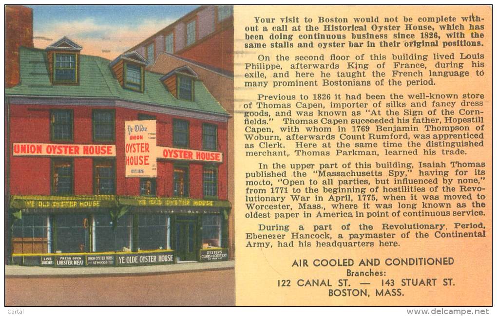 BOSTON - Union Oyster House, Ye Olde Oyster House Since 1826, 41 Union Street - Boston