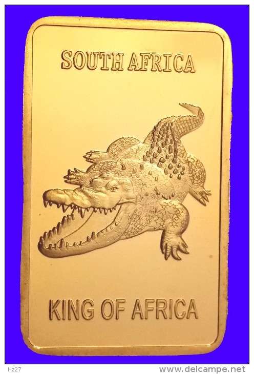 Sud Africa Lingot Plaquée OR 24 Carats 28 G  Krugerrand Et Springbok - Other & Unclassified