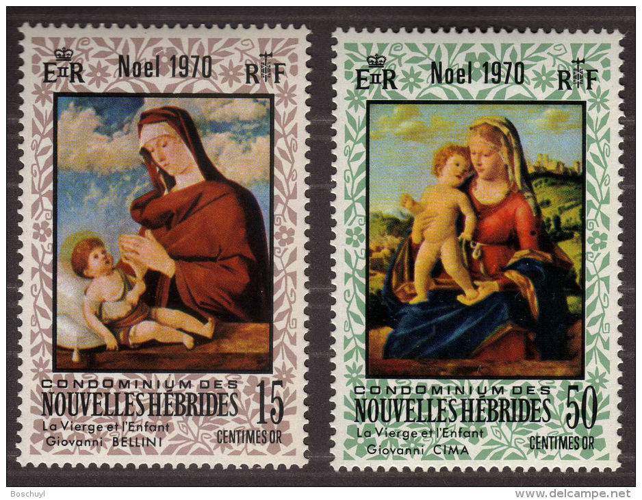 Nouvelles Hebrides, 1970, Christmas, Noel, MNH, Michel 299-300 - New Hebrides - Autres & Non Classés