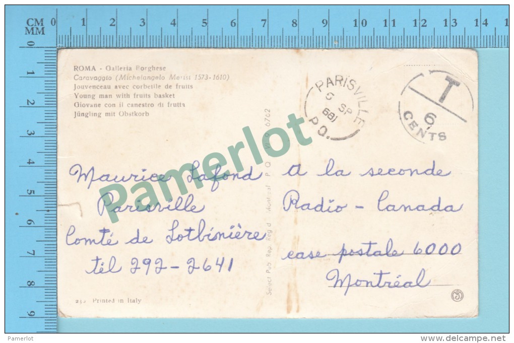 ( Sans Timbre 6 Cents Due Postmark Cover Parisville 1968 P.Q. ) Postmark, T 6 Cents Due 2 Scans - Lettres & Documents