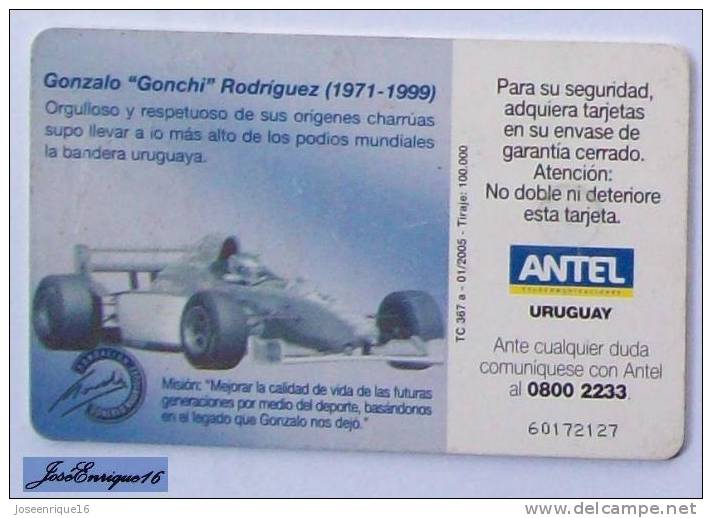 TC 367a HOMENAJE A GONZALO "GONCHI" RODRIGUEZ - 1971-1999 - HOMMAGE - TRIBUTE  - AUTOMOVILISMO - Uruguay