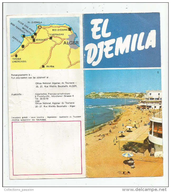 Dépliant Touristique , ALGERIE , EL DJEMILA  , 8 Pages , Plan ,  Frais Fr : 1.55€ - Tourism Brochures