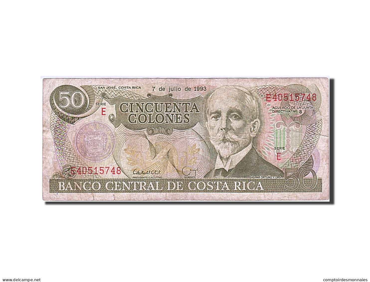 Billet, Costa Rica, 50 Colones, 1993, 1993-07-07, KM:257a, TB - Costa Rica