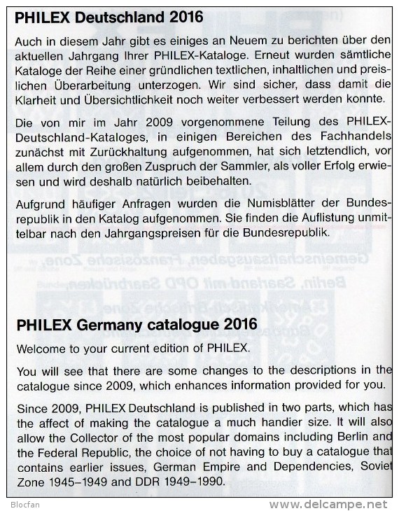 Philex Katalog 2016 Deutschland Teil 1+2 Neu 20€ D Altdeutschland DR III.Reich Besetzung Saar AM-/BI-/SBZ DDR Berlin BRD - Colonies Et Bureaux à L'Étranger