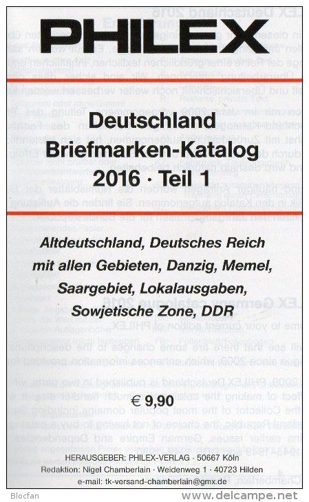 Philex Katalog 2016 Deutschland Teil 1+2 Neu 20€ D Altdeutschland DR III.Reich Besetzung Saar AM-/BI-/SBZ DDR Berlin BRD - Colonie E Uffici All'estero