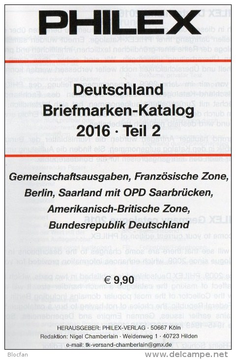 Philex Katalog 2016 Deutschland Teil 1+2 neu 20€ D Altdeutschland DR III.Reich Besetzung Saar AM-/BI-/SBZ DDR Berlin BRD