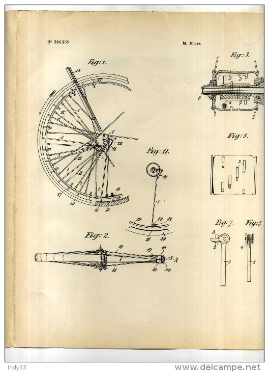 - COMMANDE AUXILIAIRE POUR LES ROUES AVEC JANTE A COURONNE ELASTIQUE . BREVET D'INVENTION DE 1902 . - Cars