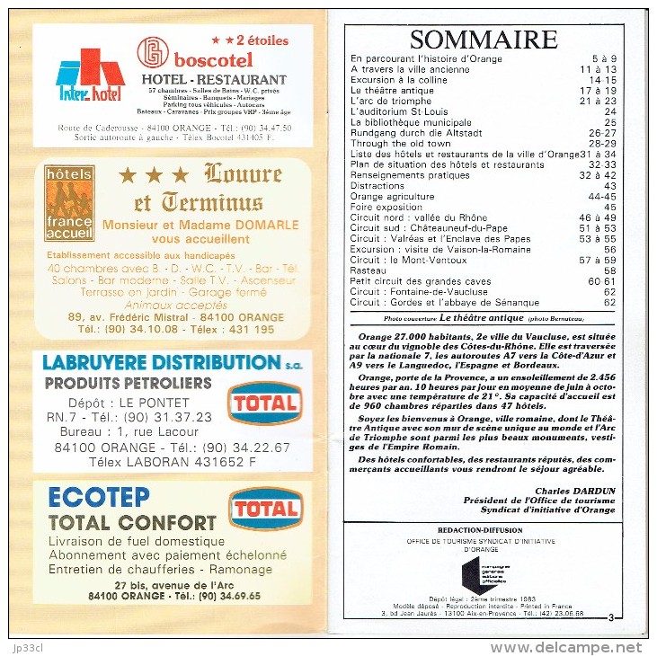 Ancienne Brochure Sur Orange, Vaucluse, 64 Pages, 1983 (voir Scan Du Sommaire) - Toeristische Brochures