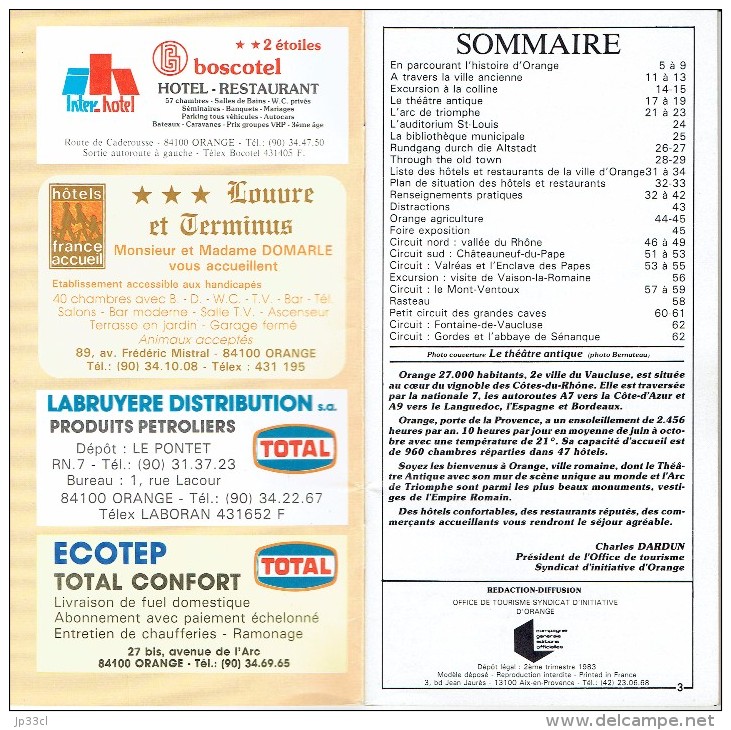 Ancienne Brochure Sur Orange, Vaucluse, 64 Pages, 1983 (voir Scan Du Sommaire) - Dépliants Touristiques