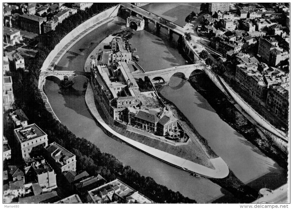 ROMA  DALL' AEREO   ISOLA  SUL  TEVERE     2 SCAN    (VIAGGIATA) - Fiume Tevere