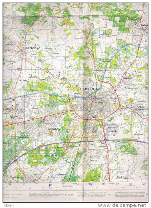 STAFKAART TURNHOUT 2008 MERKSPLAS WEELDE WESTMALLE OOSTMALLE BRECHT WUUSTWEZEL LOENHOUT BAARLE NASSAU HERTOG MALLE S167 - Cartes Topographiques