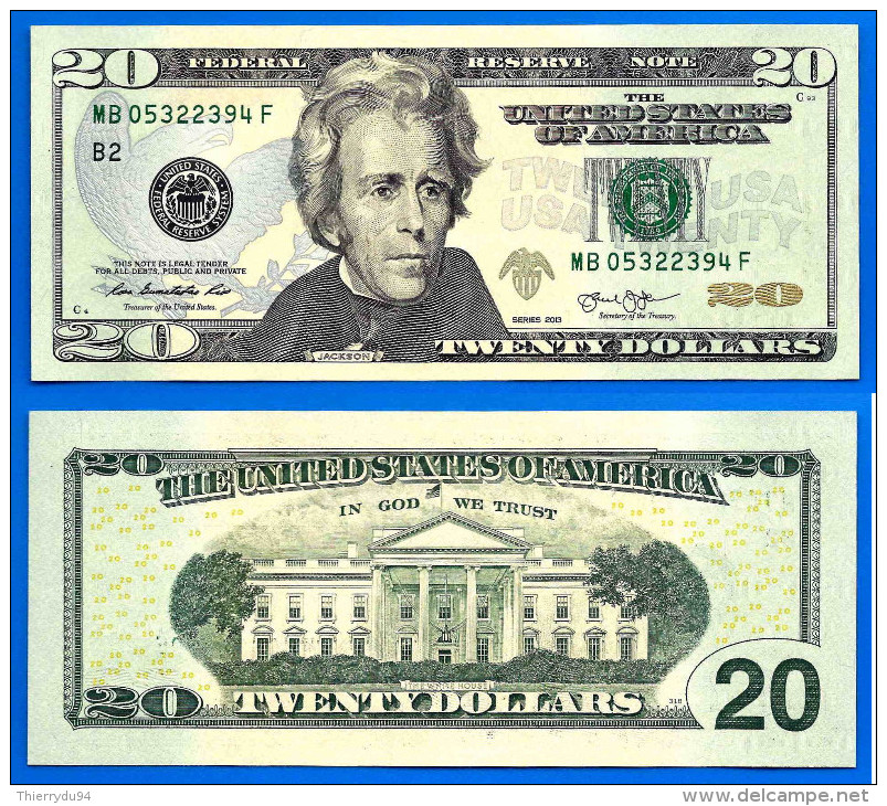 USA 20 Dollars 2013 Neuf UNC Mint New York B2 Suffixe F Etats Unis United States Dollars US Paypal Skrill Bitcoin OK - Billetes De Estados Unidos (1862-1923)