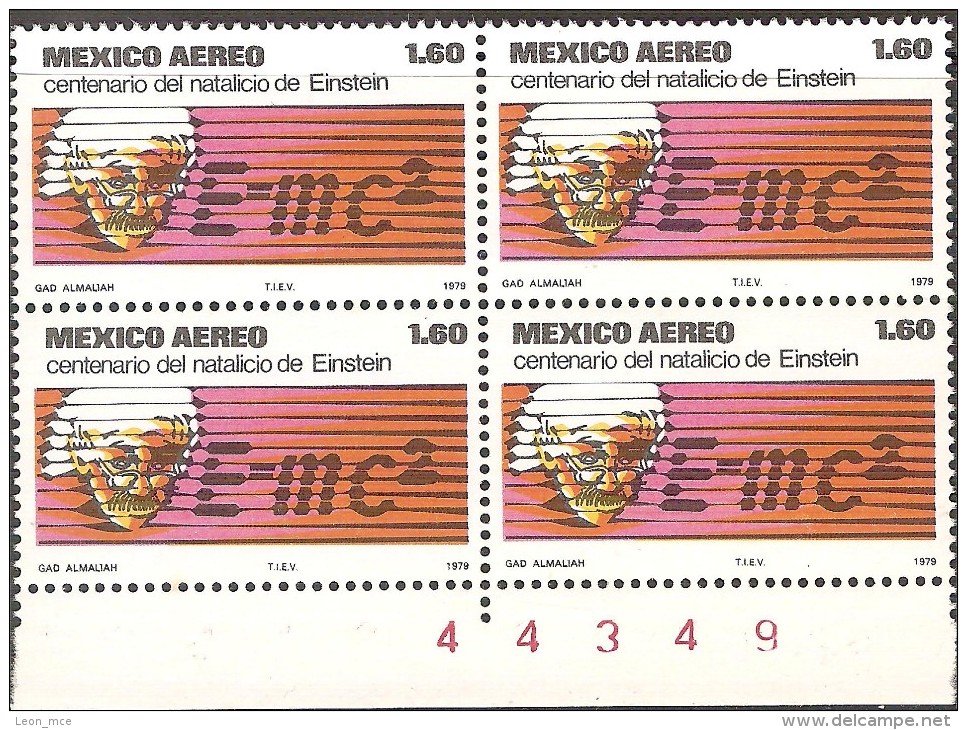 1979 México Centenario Del Natalicio EINSTEIN Block 4 Sellos Aéreos EINSTEIN AND HIS EQUATION - Albert Einstein