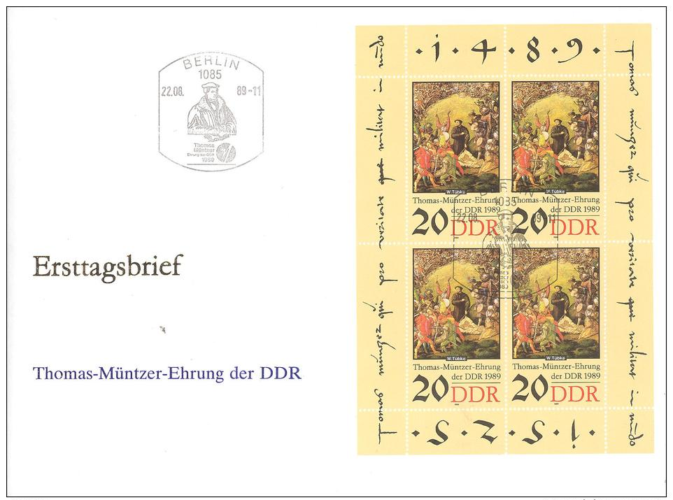 Michel # 3271 FDC  Kleinbogen Thomas Müntzer Ehrung - Sonstige & Ohne Zuordnung